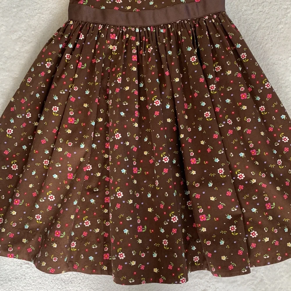 GAP Brown Floral Twirl Dress 4 EUC Beautiful! Lined
